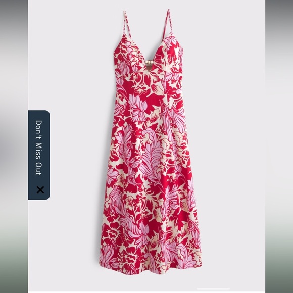 Abercrombie & Fitch Beaded Flowy Midi Dress Linen Blend Floral Size Large  NWT - Picture 9 of 15